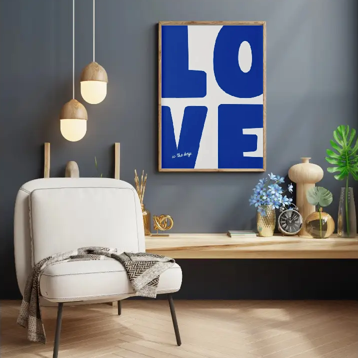 Affiche en toile LOVE BLUE