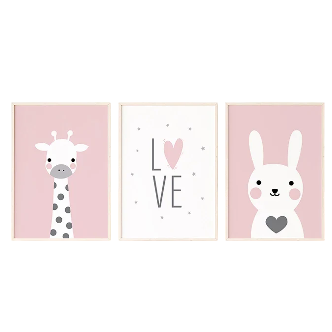 Set de 3 affiches sur toile "TENDRESSE"