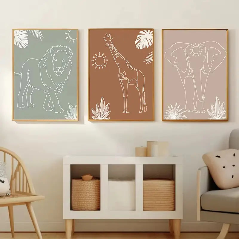 Set de 3 affiches sur toile "ZOO"