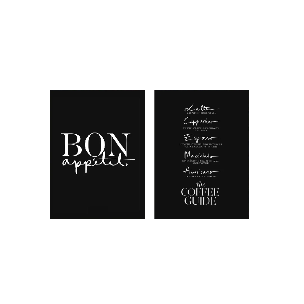 Set de 2 affiches en toile BON APPETIT & GUIDE COFFEE