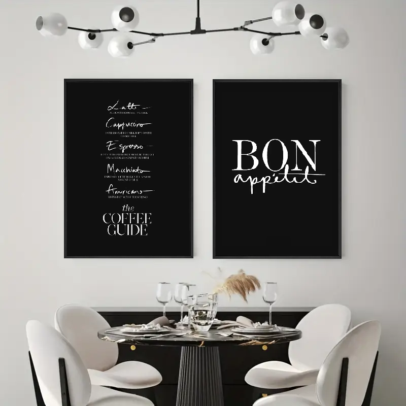 Set de 2 affiches en toile BON APPETIT & GUIDE COFFEE