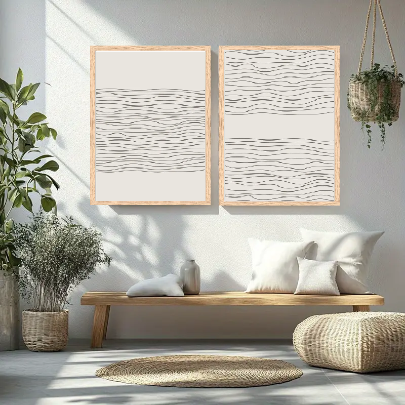 Affiche en toile abstraite BEIGE BLACK MODERN