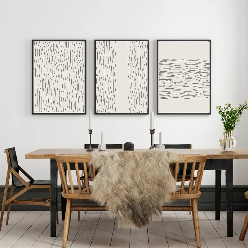 Affiche en toile abstraite BEIGE BLACK MODERN