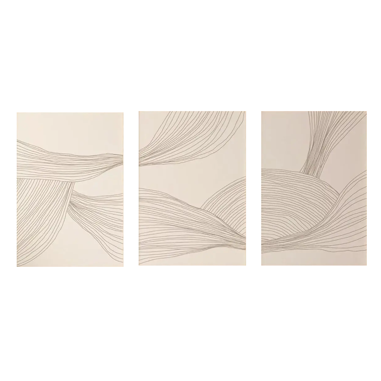 Set de 3 affiches en toile abstraite BEIGE AVA