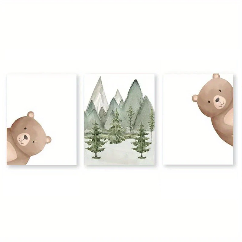 Set de 3 affiches en toile OURS