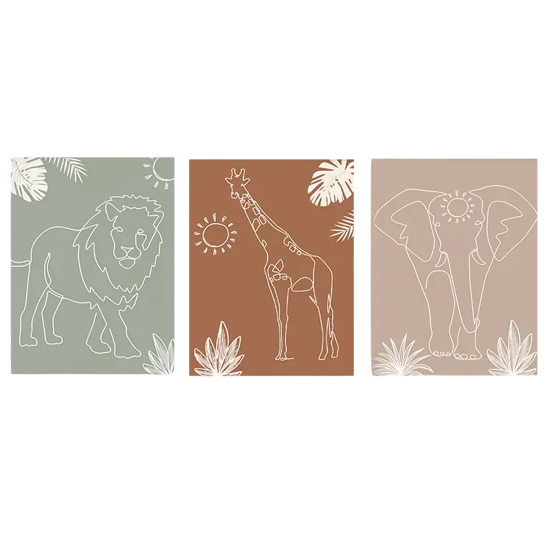 Set de 3 affiches sur toile "ZOO"