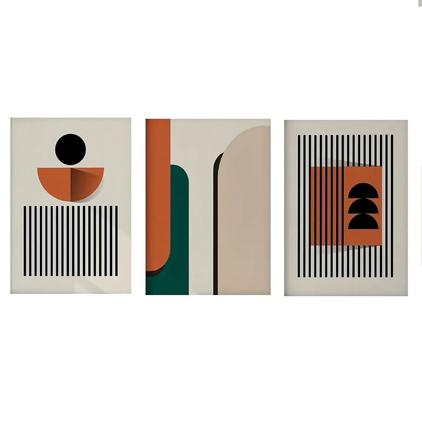 Set de 3 affiches en toile inspiration BAUHAUS BOHEME GEOMETRIQUE