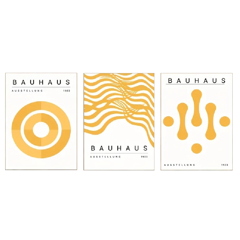 Set de 3 affiches en toile BAUHAUS YELLOW MINIMALISTE