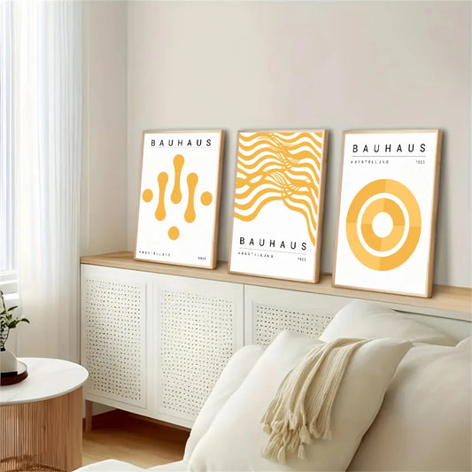 Set de 3 affiches en toile BAUHAUS YELLOW MINIMALISTE
