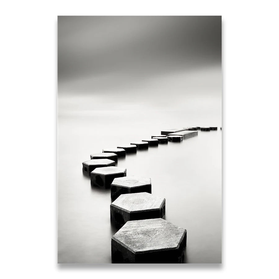 Affiche en toile noir et blanc AU BORD DU LAC