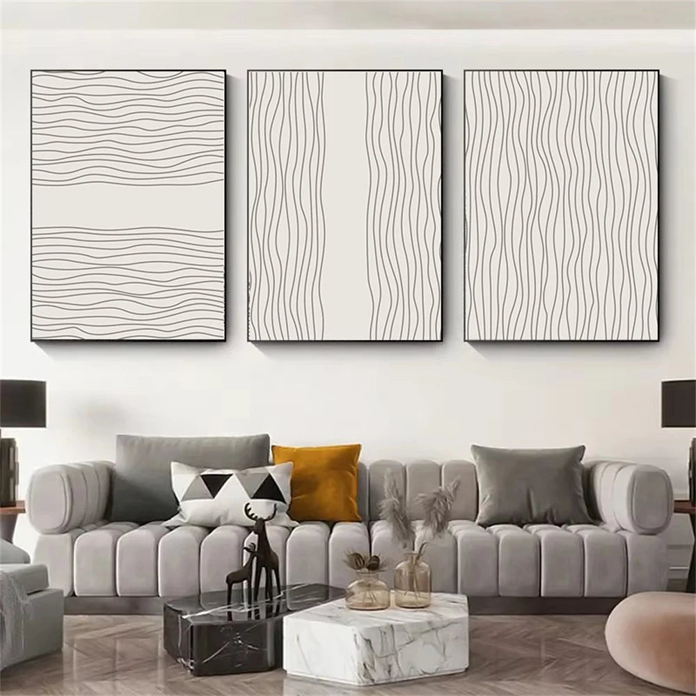 Affiche en toile abstraite BEIGE BLACK MODERN