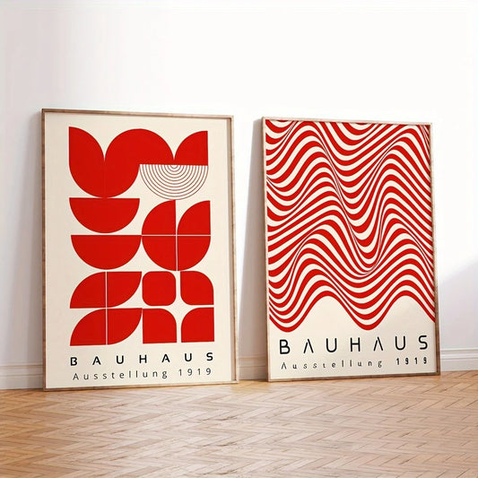 Set de 2 affiches en toile BAUHAUS RETRO ROUGE