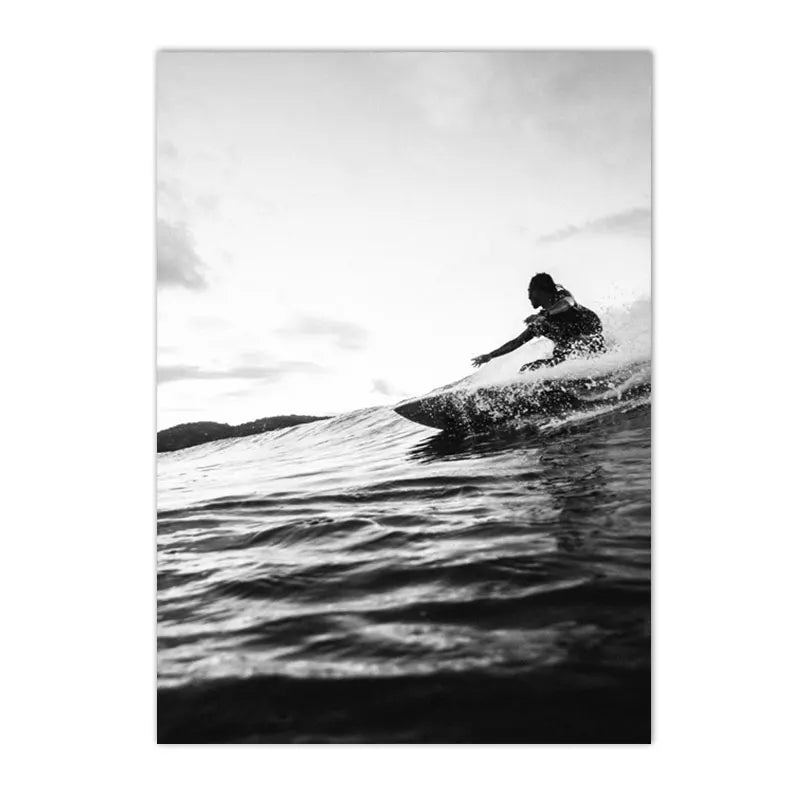 Affiche en toile noir et blanc SURFING BUS