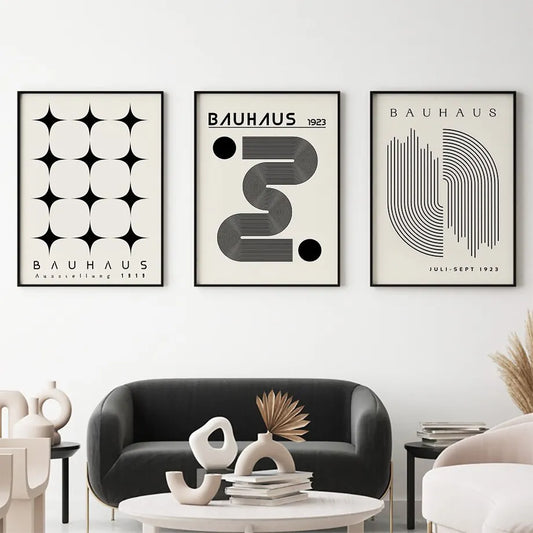 Affiche en toile BAUHAUS NORDIC NOIR ET BLANC