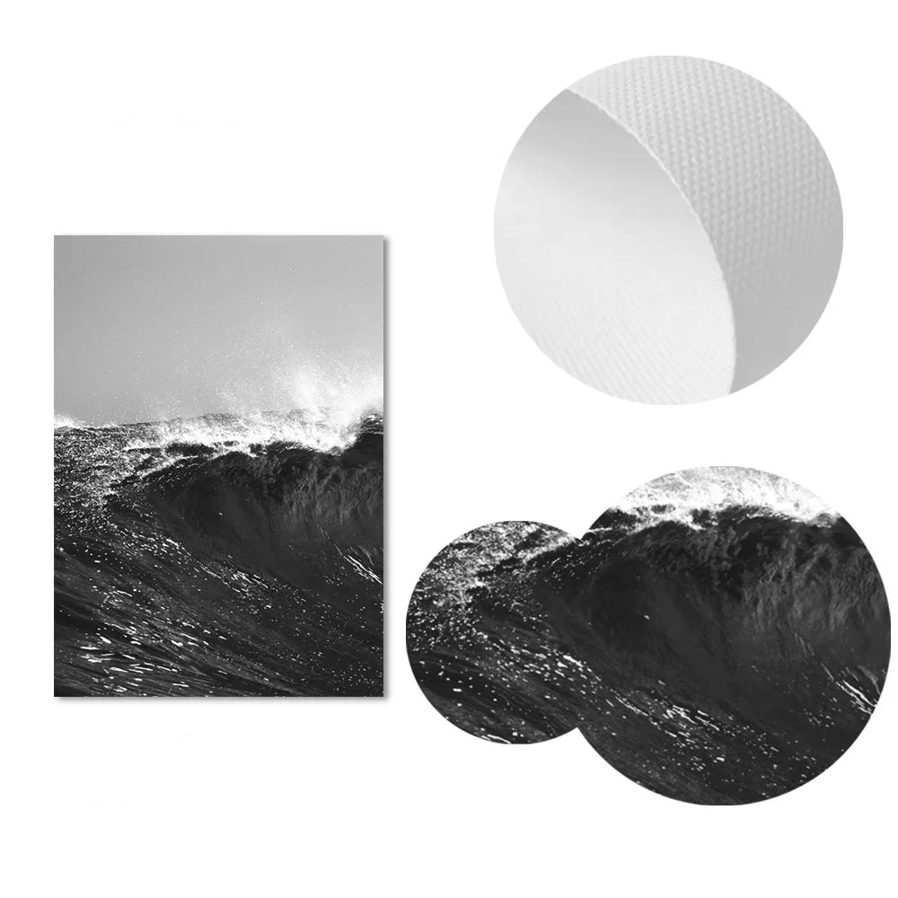 Set de 3 affiches en toile OCEAN WAVES