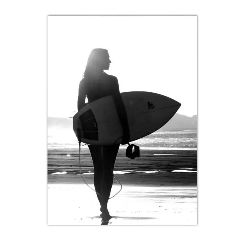 Affiche en toile noir et blanc SURFING BUS