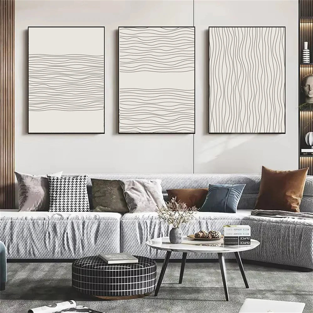 Affiche en toile abstraite BEIGE BLACK MODERN
