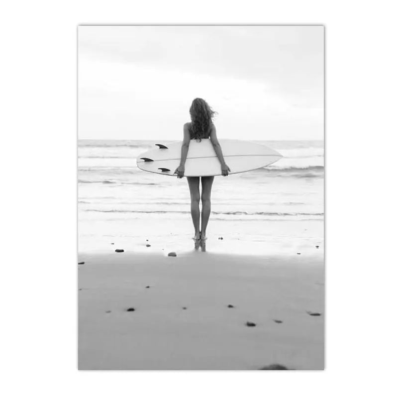 Affiche en toile noir et blanc SURFING BUS