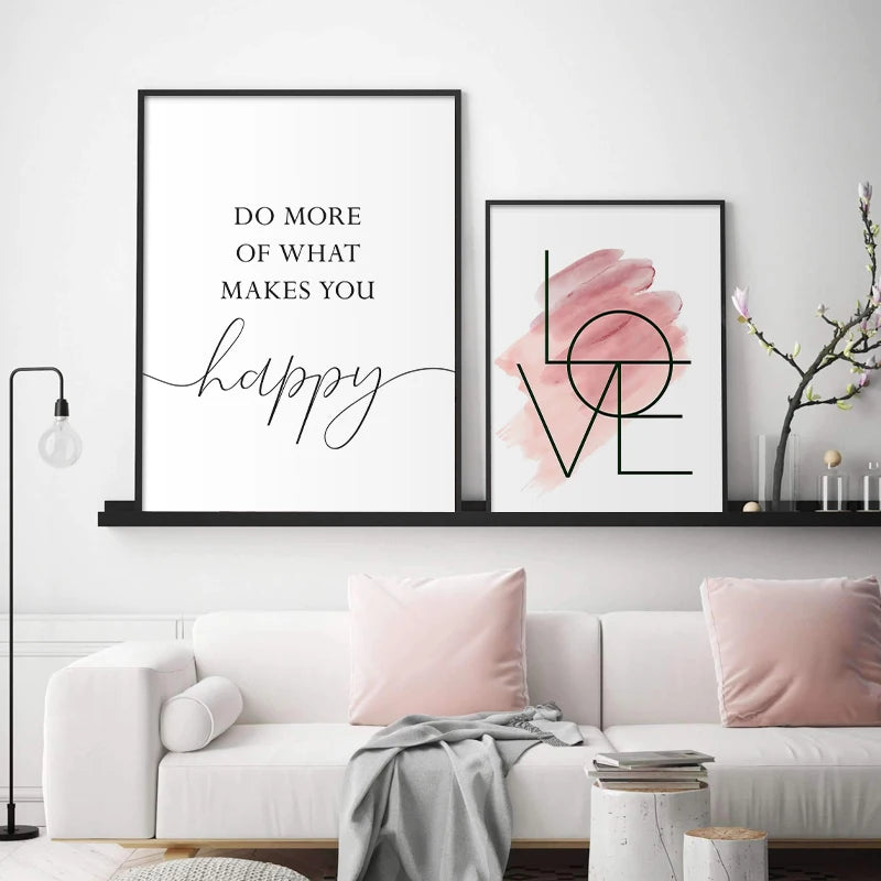 Affiche en toile LOVE HAPPY PLUME