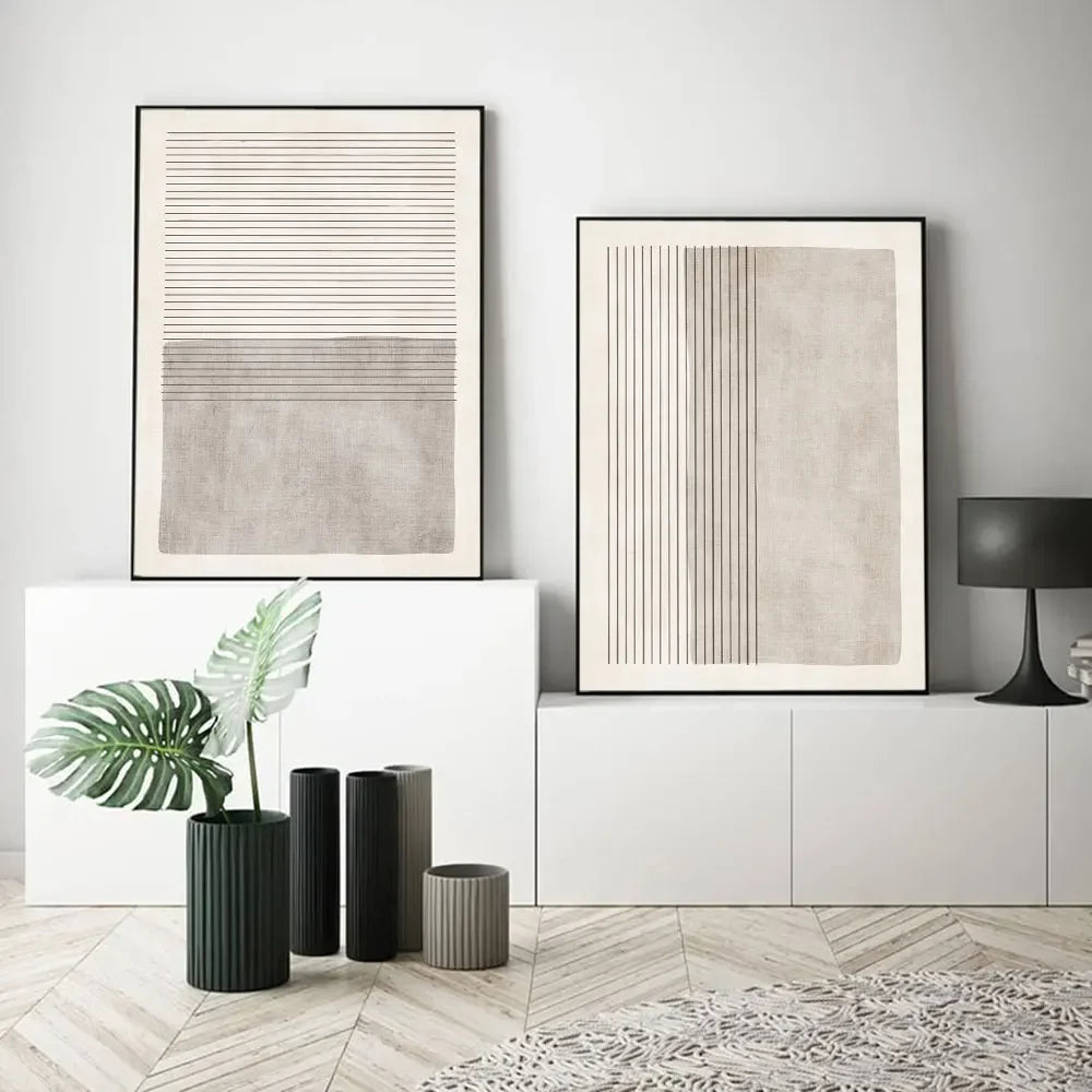 Affiche en toile abstraite BEIGE GRAY