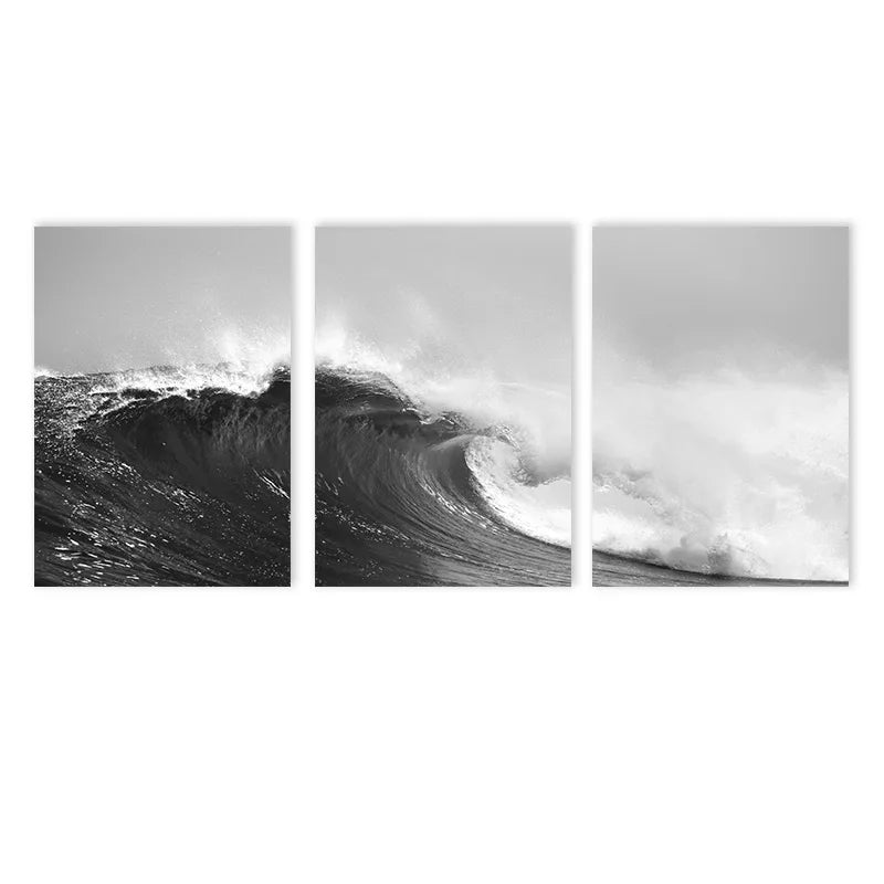 Set de 3 affiches en toile OCEAN WAVES