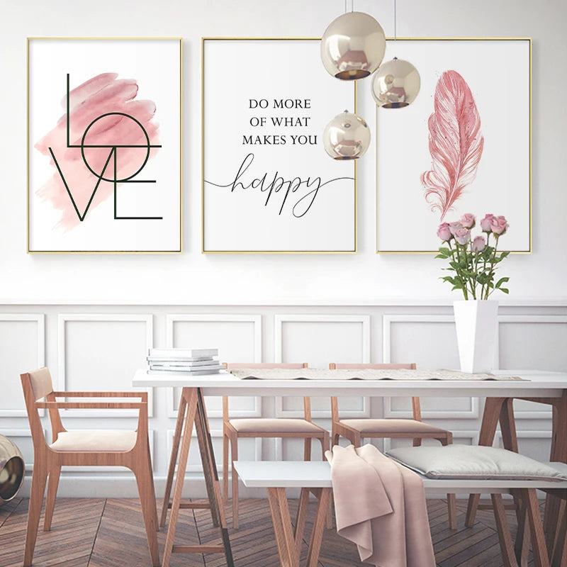Affiche en toile LOVE HAPPY PLUME