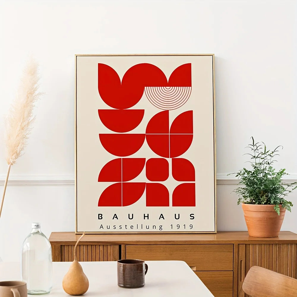 Set de 2 affiches en toile BAUHAUS RETRO ROUGE