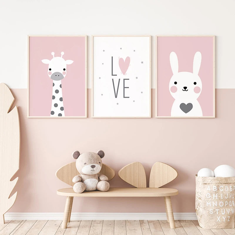 Set de 3 affiches sur toile "TENDRESSE"