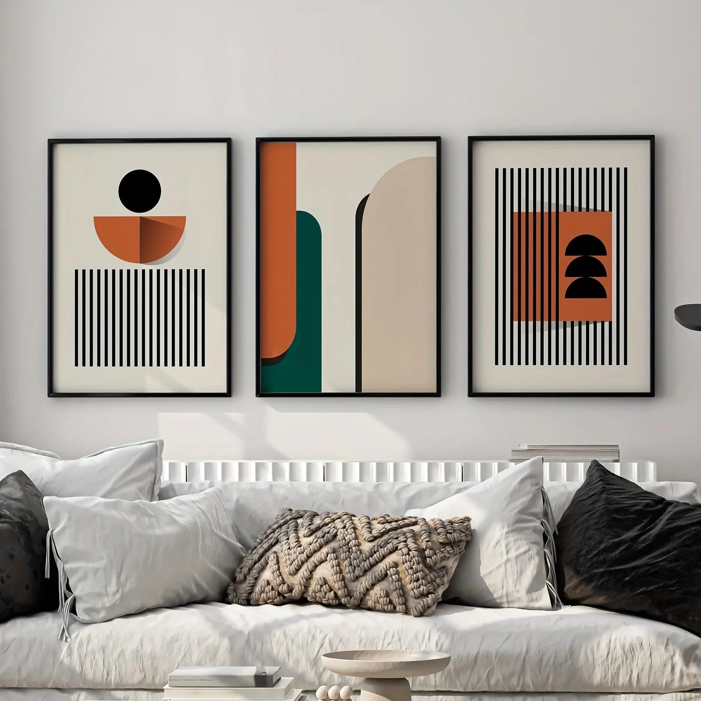 Set de 3 affiches en toile inspiration BAUHAUS BOHEME GEOMETRIQUE