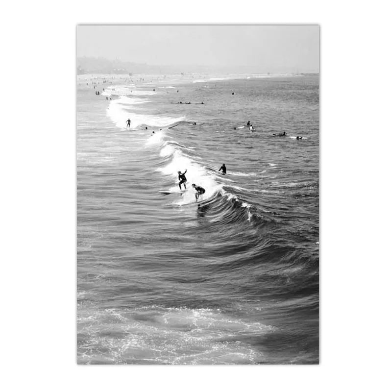 Affiche en toile noir et blanc SURFING BUS