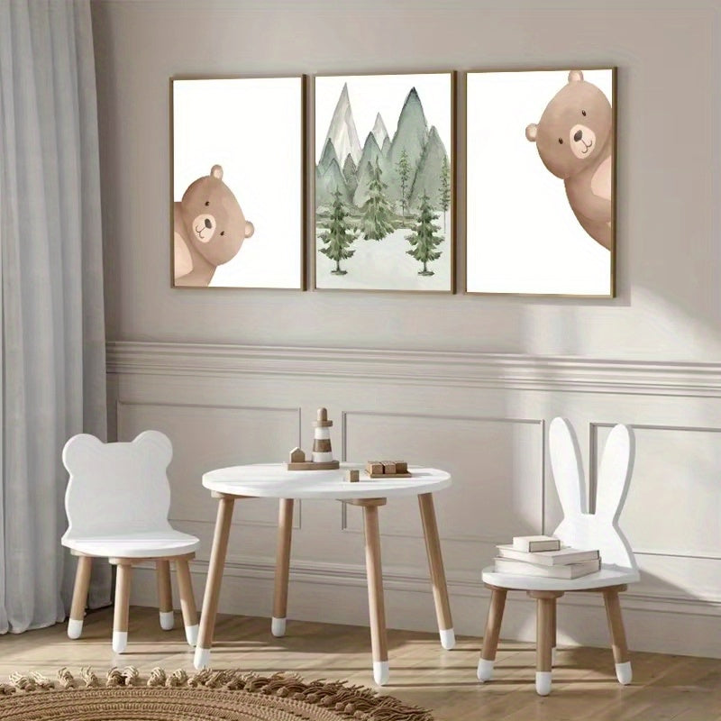 Set de 3 affiches en toile OURS