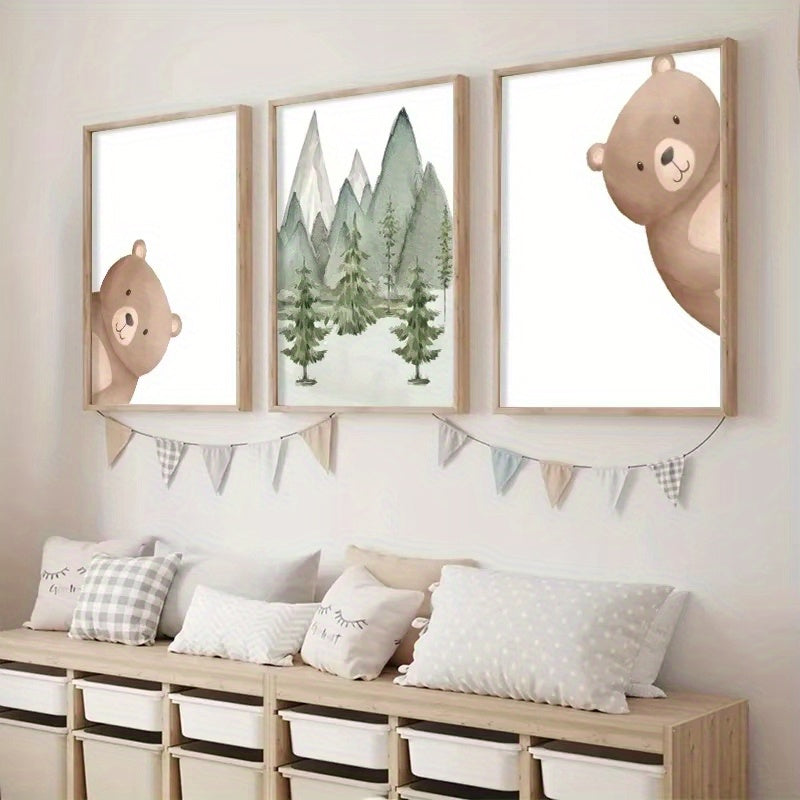 Set de 3 affiches en toile OURS