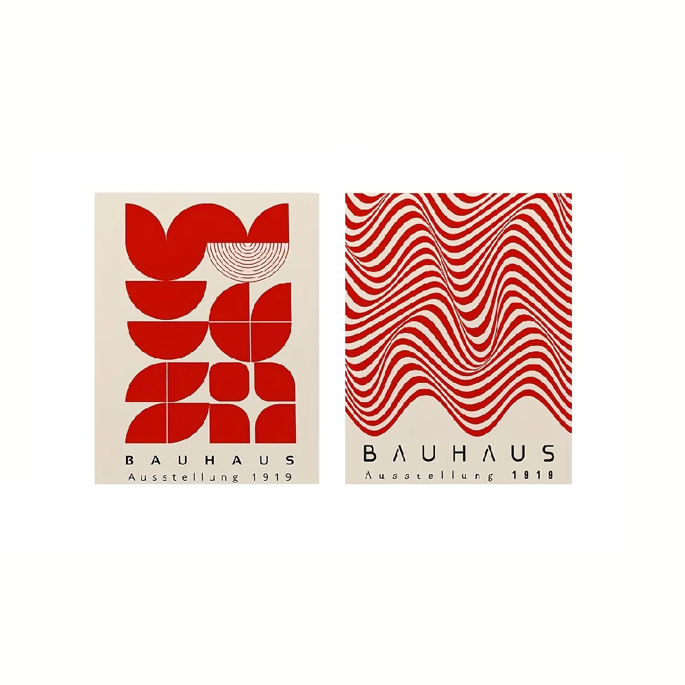 Set de 2 affiches en toile BAUHAUS RETRO ROUGE