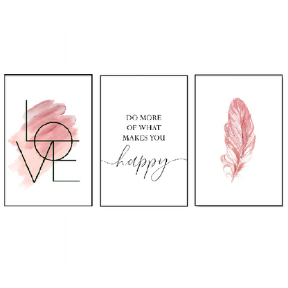 Affiche en toile LOVE HAPPY PLUME