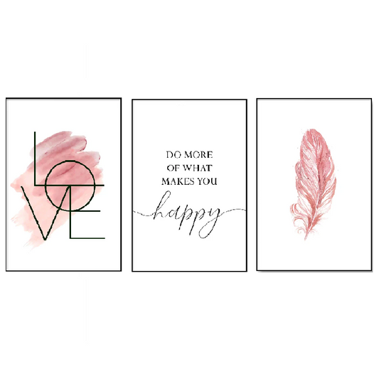 Affiche en toile LOVE HAPPY PLUME