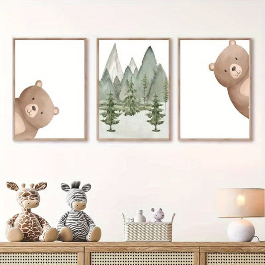 Set de 3 affiches en toile OURS