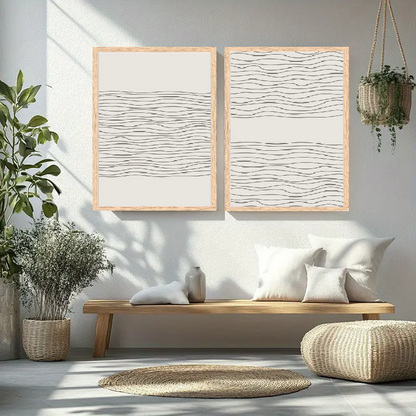 Affiche en toile abstraite BEIGE BLACK MODERN