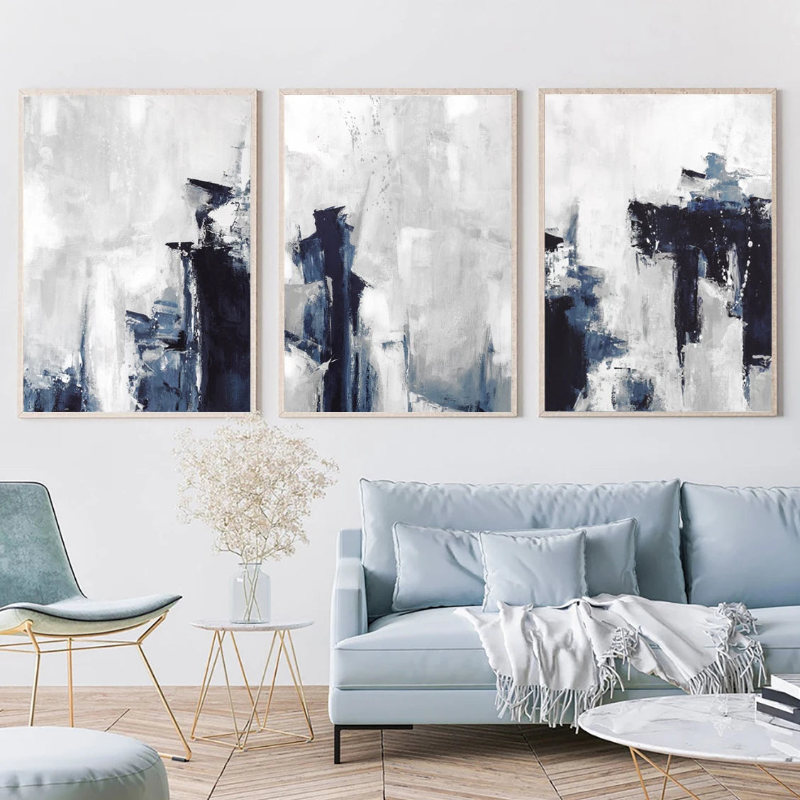 Affiche en toile abstraite BLUE AND GREY