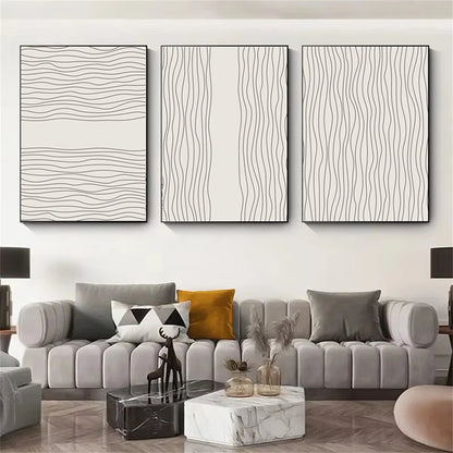 Affiche en toile abstraite BEIGE BLACK MODERN
