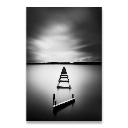 Affiche en toile noir et blanc AU BORD DU LAC