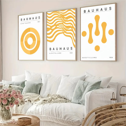 Set de 3 affiches en toile BAUHAUS YELLOW MINIMALISTE