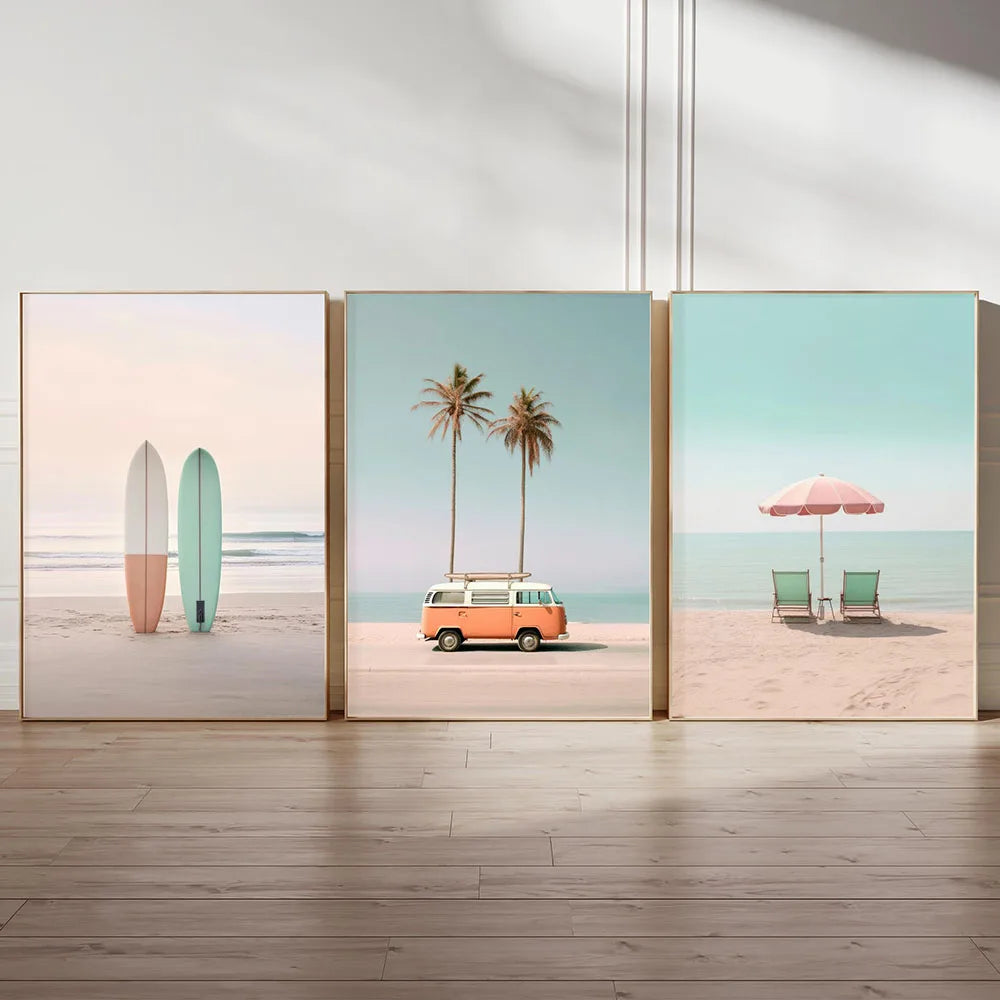 Affiche en toile RETRO SURF BEACH