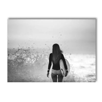 Affiche en toile noir et blanc SURFING BUS