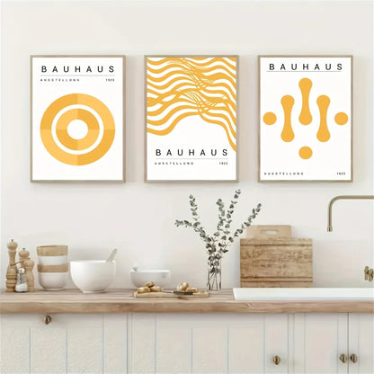 Set de 3 affiches en toile BAUHAUS YELLOW MINIMALISTE