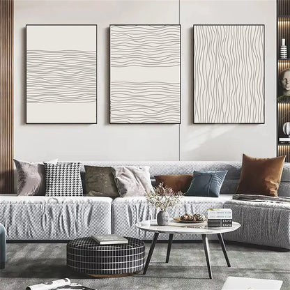 Affiche en toile abstraite BEIGE BLACK MODERN