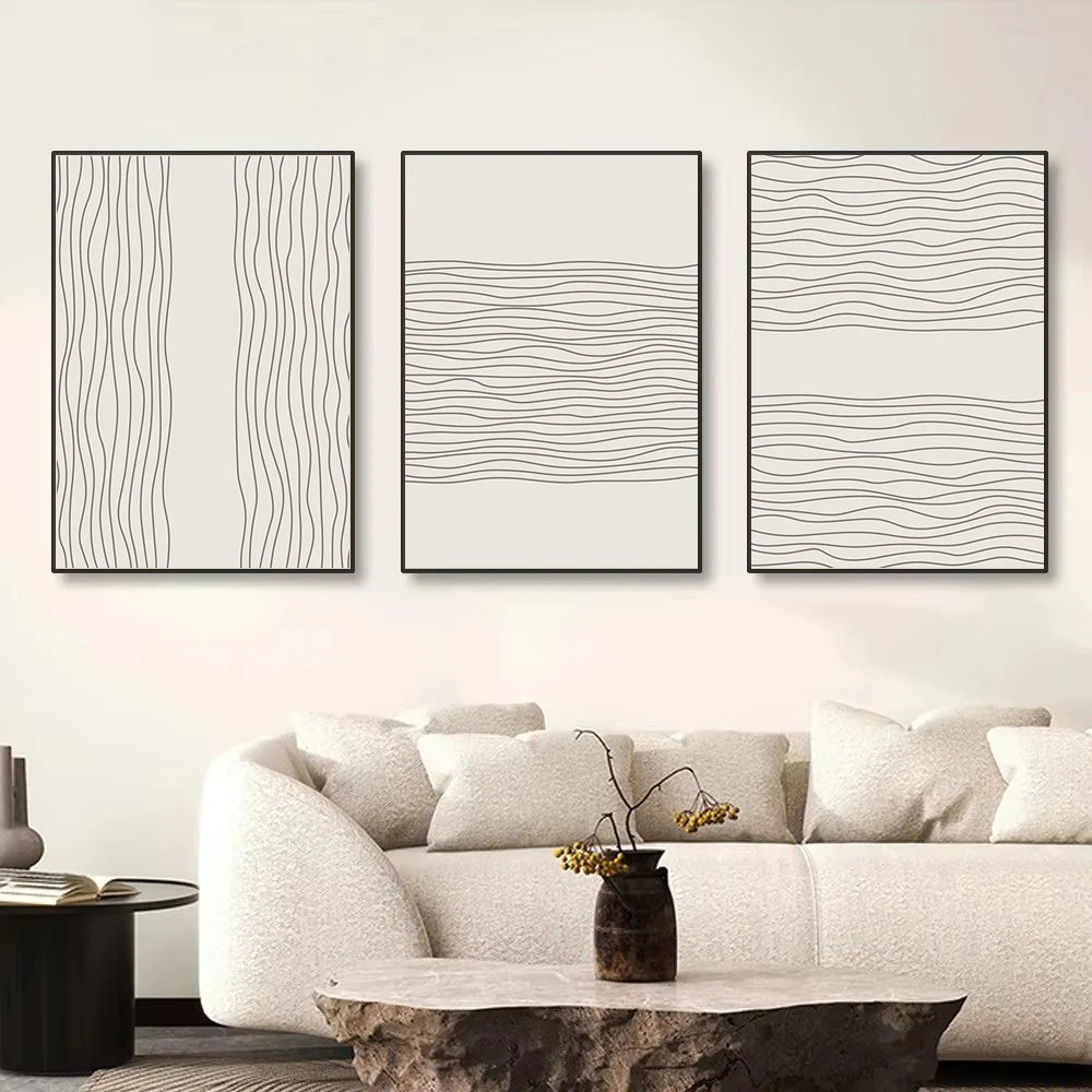 Affiche en toile abstraite BEIGE BLACK MODERN