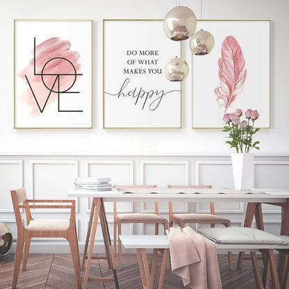 Affiche en toile LOVE HAPPY PLUME