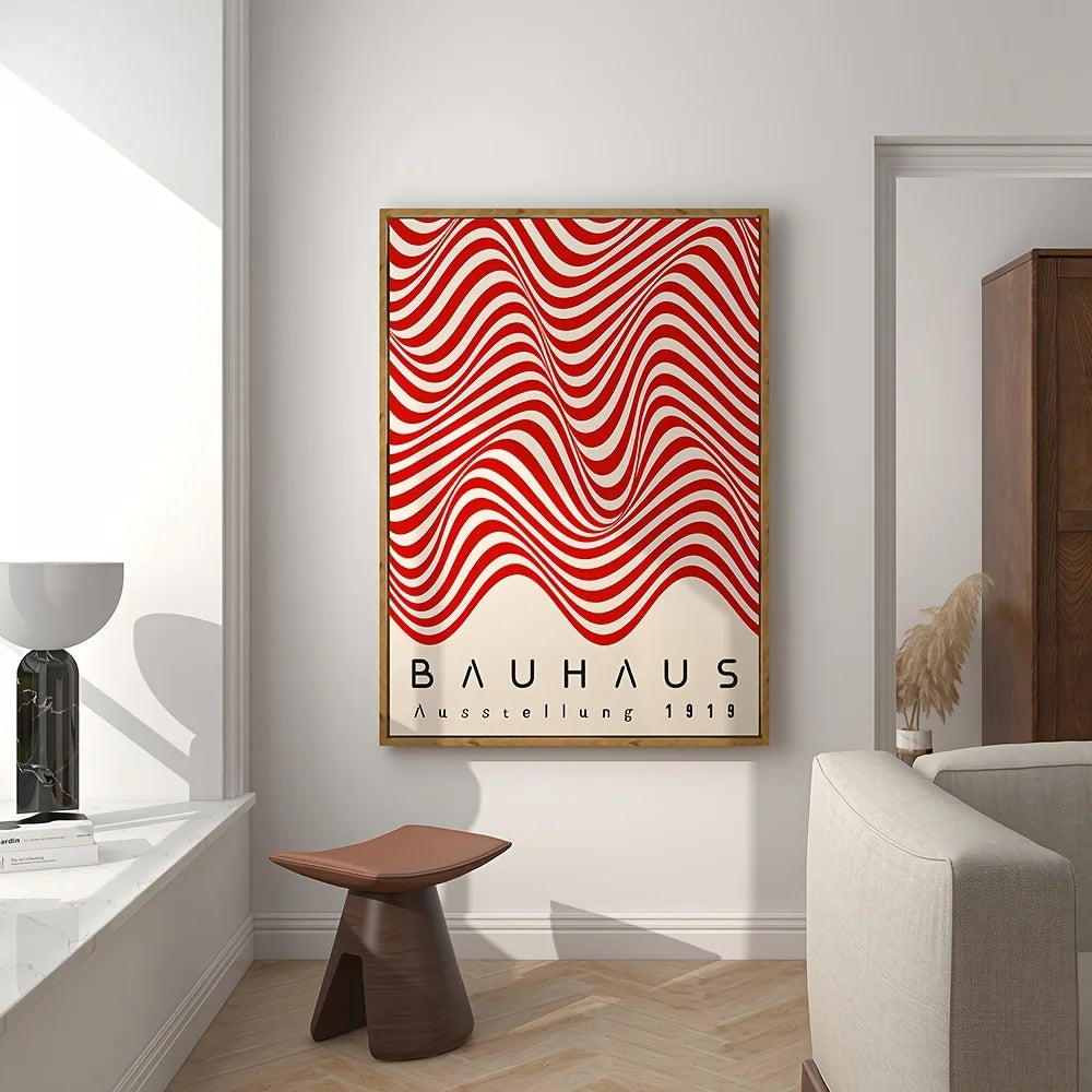 Set de 2 affiches en toile BAUHAUS RETRO ROUGE