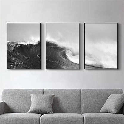 Set de 3 affiches en toile OCEAN WAVES