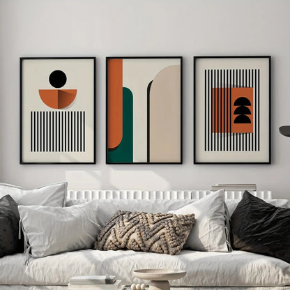 Set de 3 affiches en toile inspiration BAUHAUS BOHEME GEOMETRIQUE